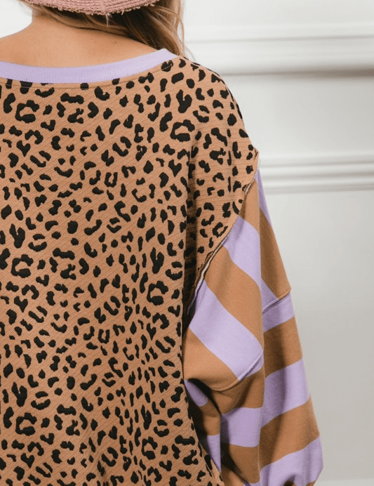 Leopard Stripe Mixed Top on Simply Obsessed