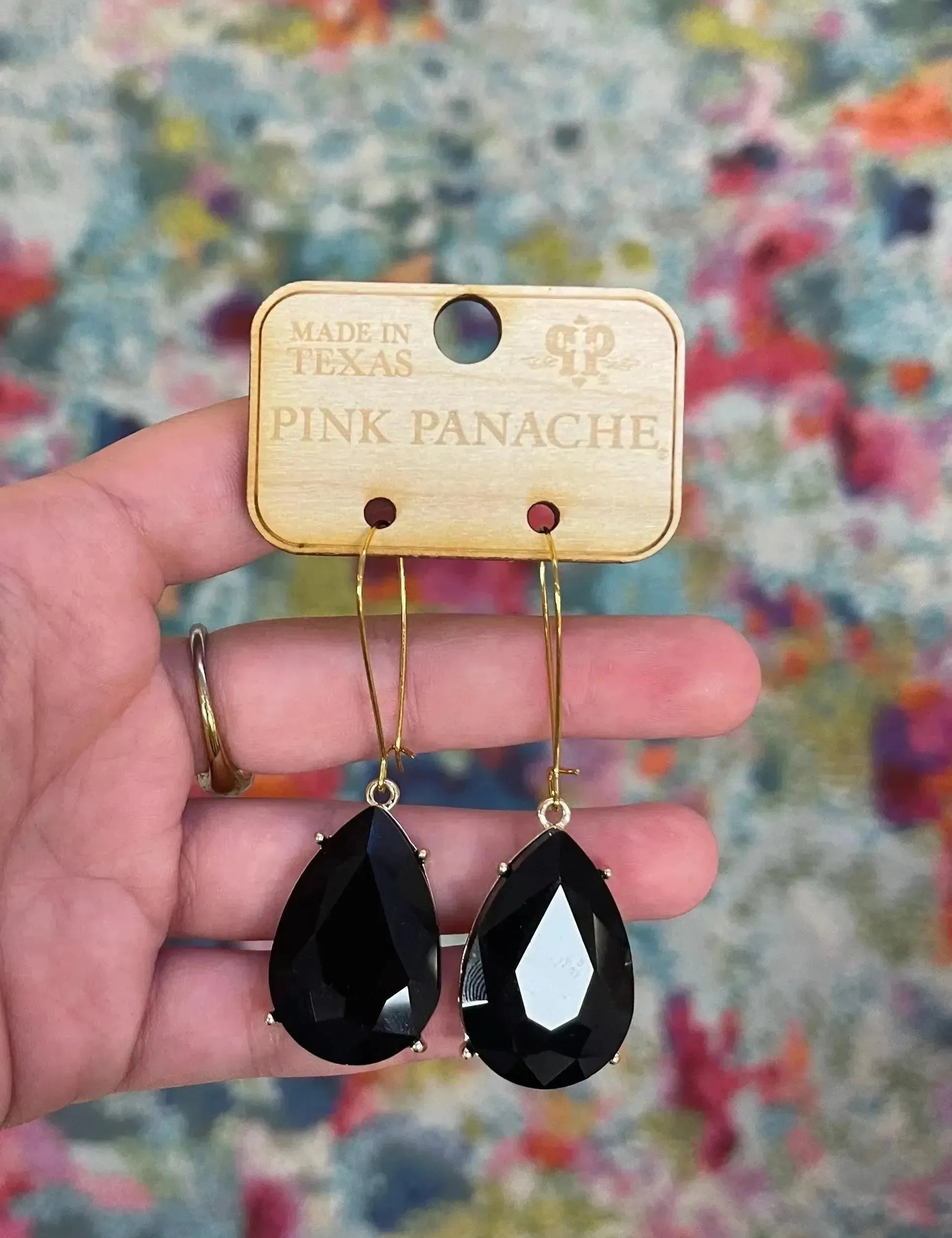 Black Teardrop Stone Drop Earrings on Simply Obsessed