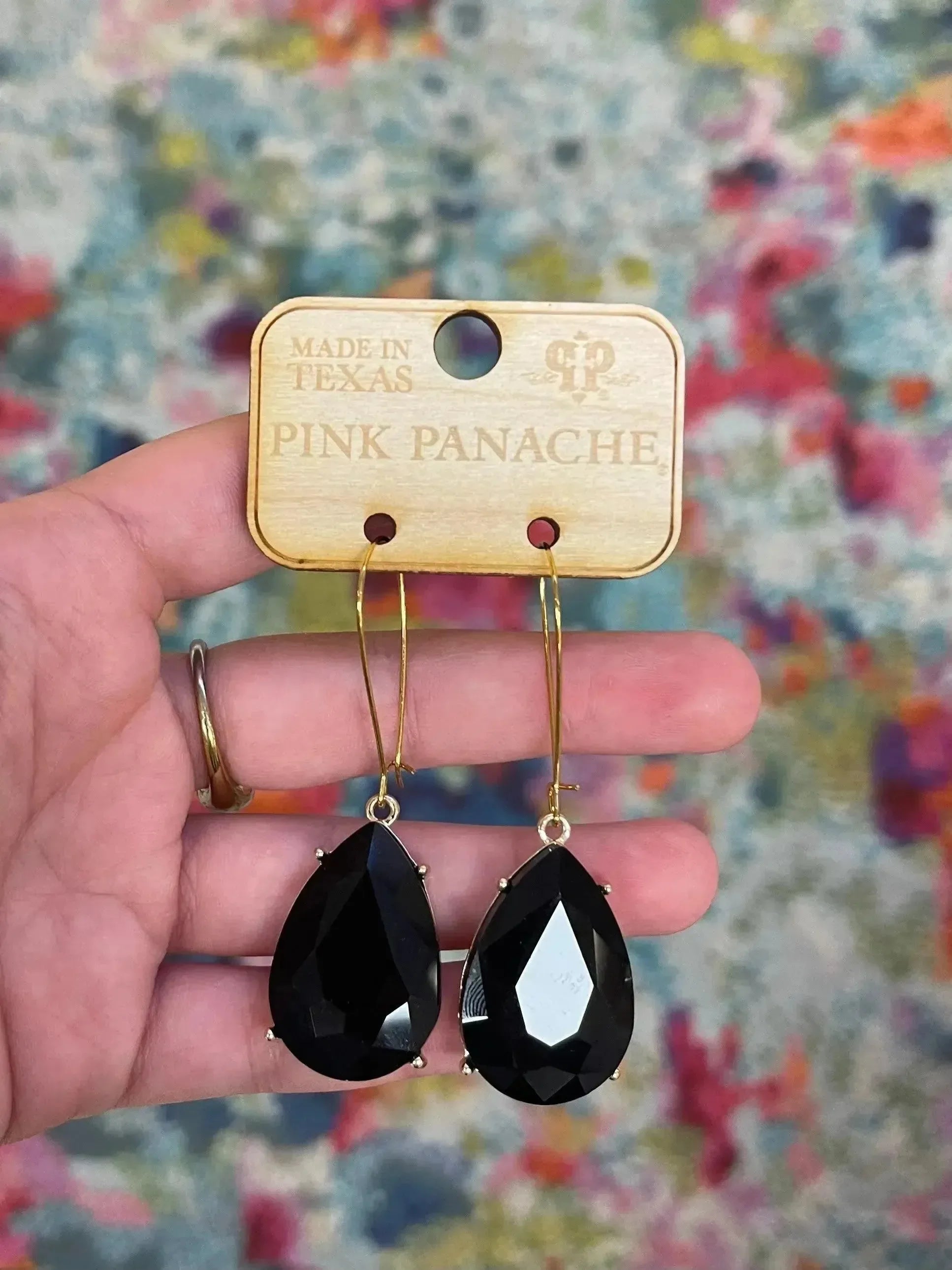 Black Teardrop Stone Drop Earrings on Simply Obsessed
