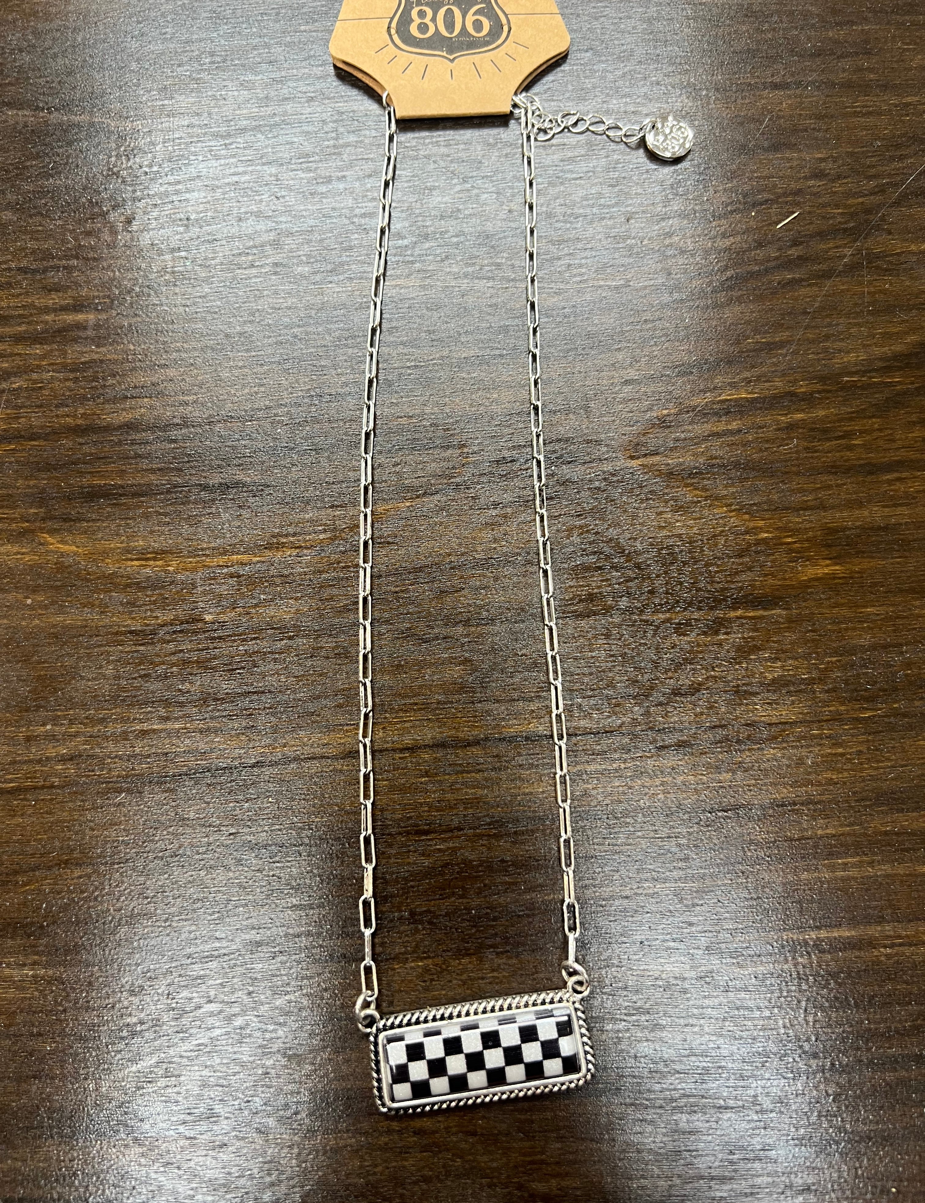 White Checkered Necklace on Simply Obsessed