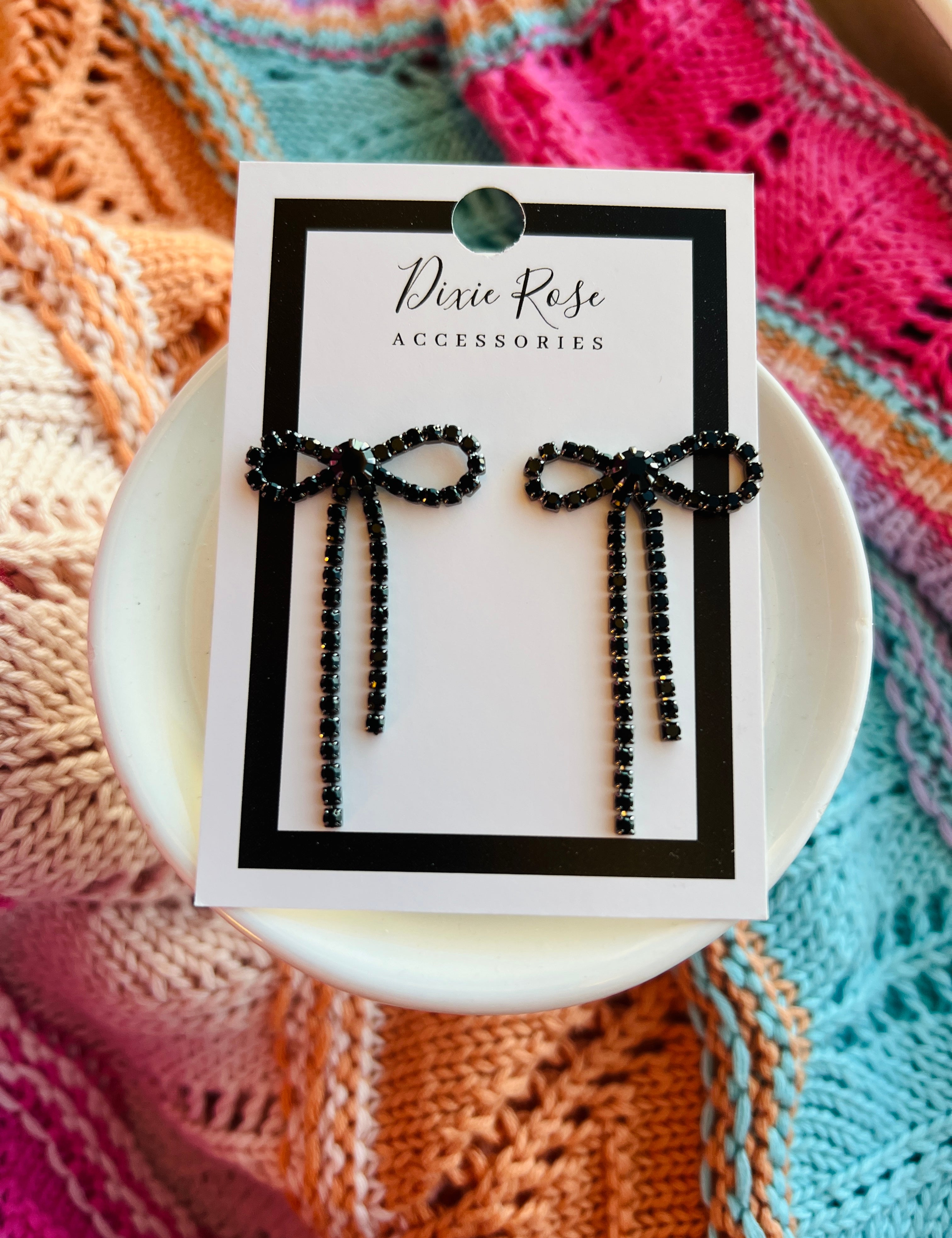 Bling Black Bow Earrings on Simply Obsessed