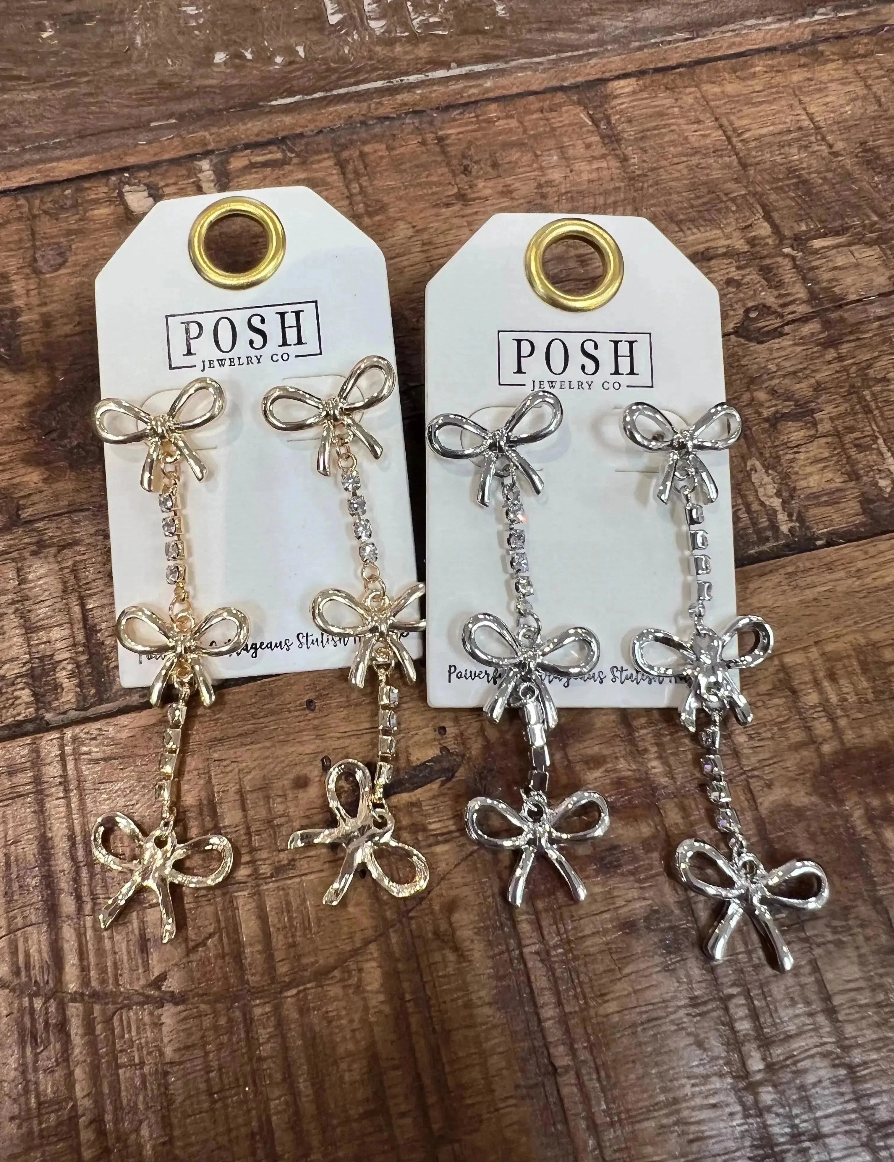 Bling Bow Dangle Earrings on Simply Obsessed