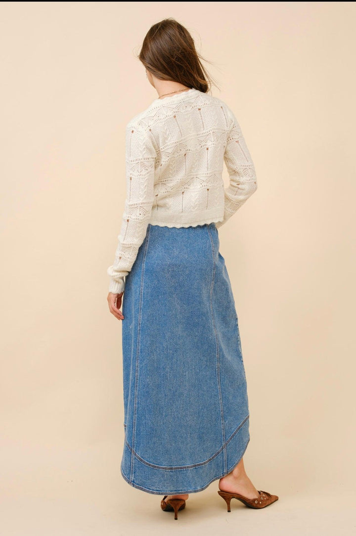 BLUE B Button Up Denim Skirt - MEDIUM WASH on Simply Obsessed