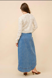 BLUE B Button Up Denim Skirt - MEDIUM WASH on Simply Obsessed