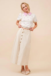 BLUE B Button Up Skirt - IVORY on Simply Obsessed