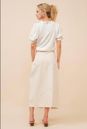 BLUE B Button Up Skirt - IVORY on Simply Obsessed