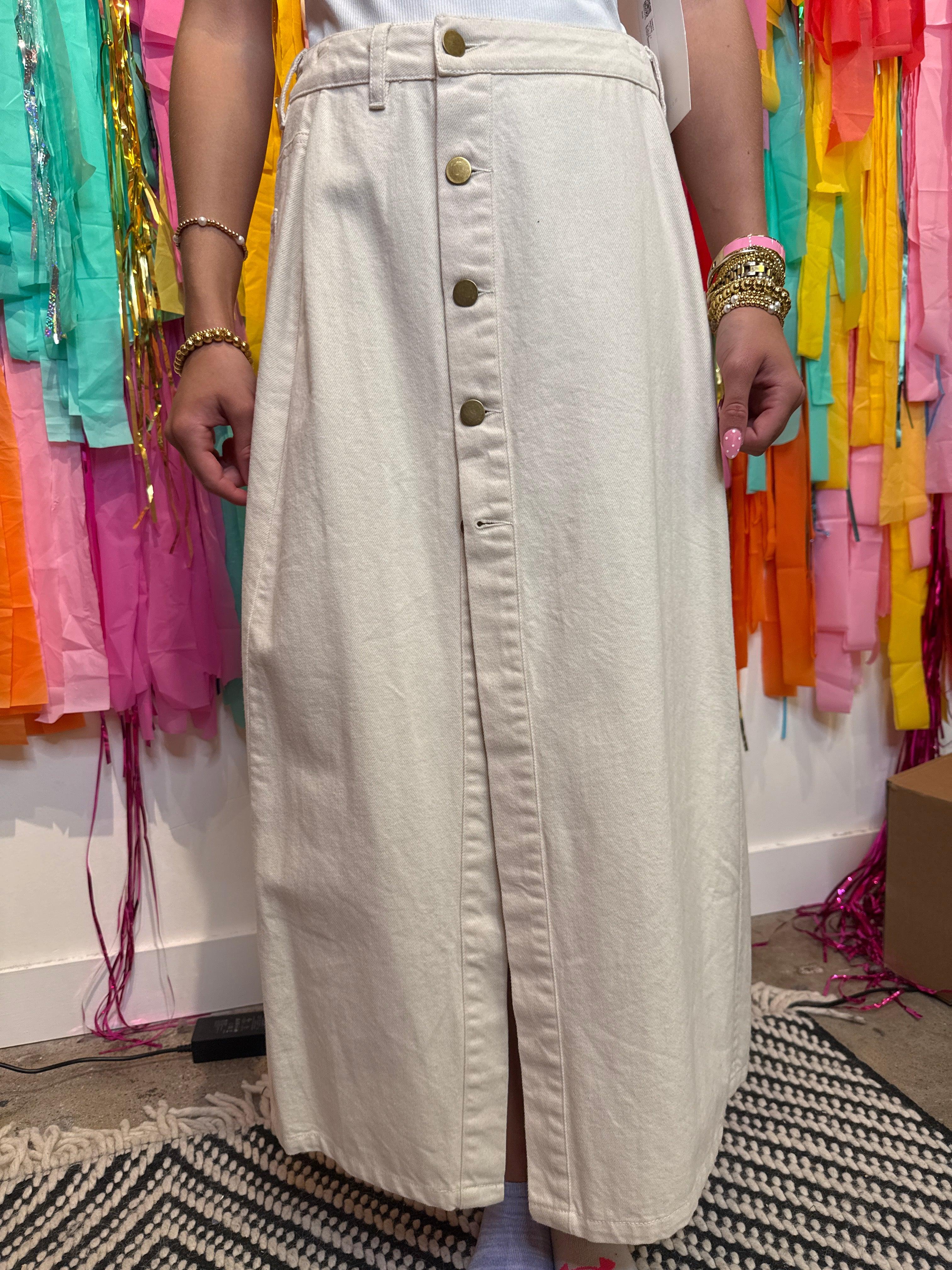 BLUE B Button Up Skirt - IVORY on Simply Obsessed