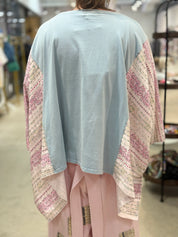 BLUE VELVET Kid Rock Print Poncho Sleeve Top - LIGHT BLUE on Simply Obsessed