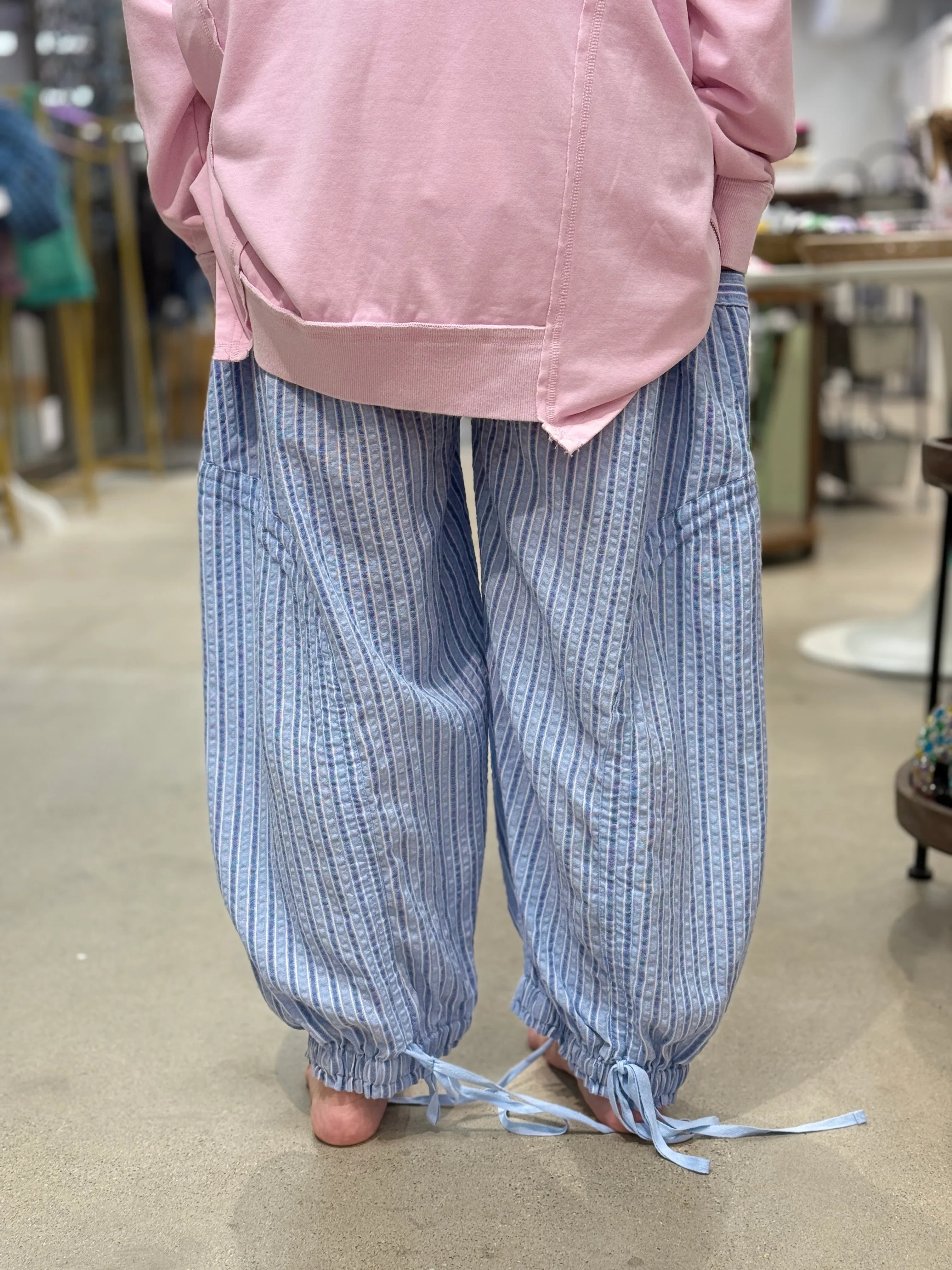 BLUE VELVET Stripe Cargo Drawstring Pants - DENIM on Simply Obsessed