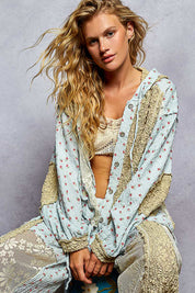 POL Balloon Sleeve Lace Floral Knit Jacket on Simply Obsessed