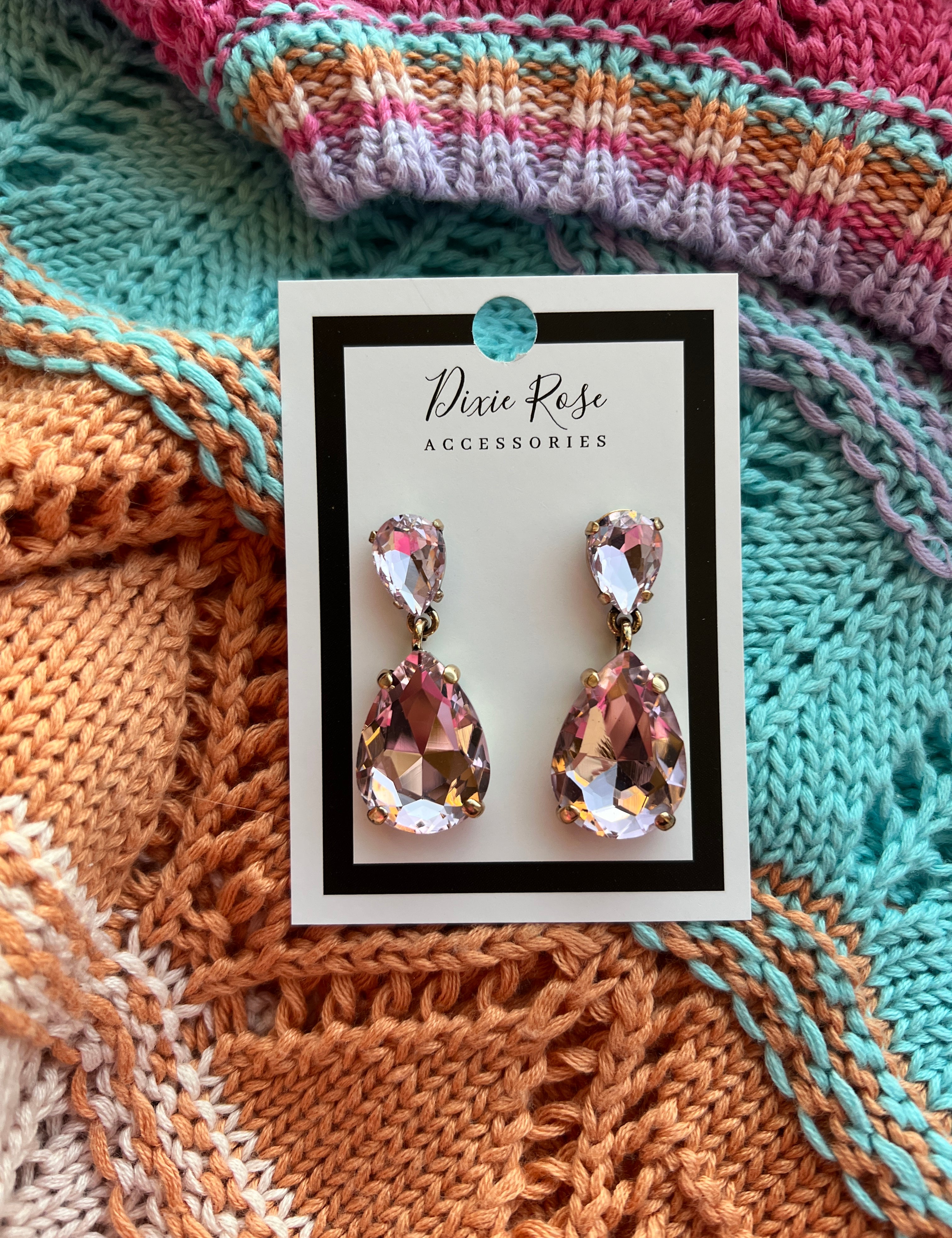 Blush Pink Rhinestone Drop Earrings on Simply Obsessed