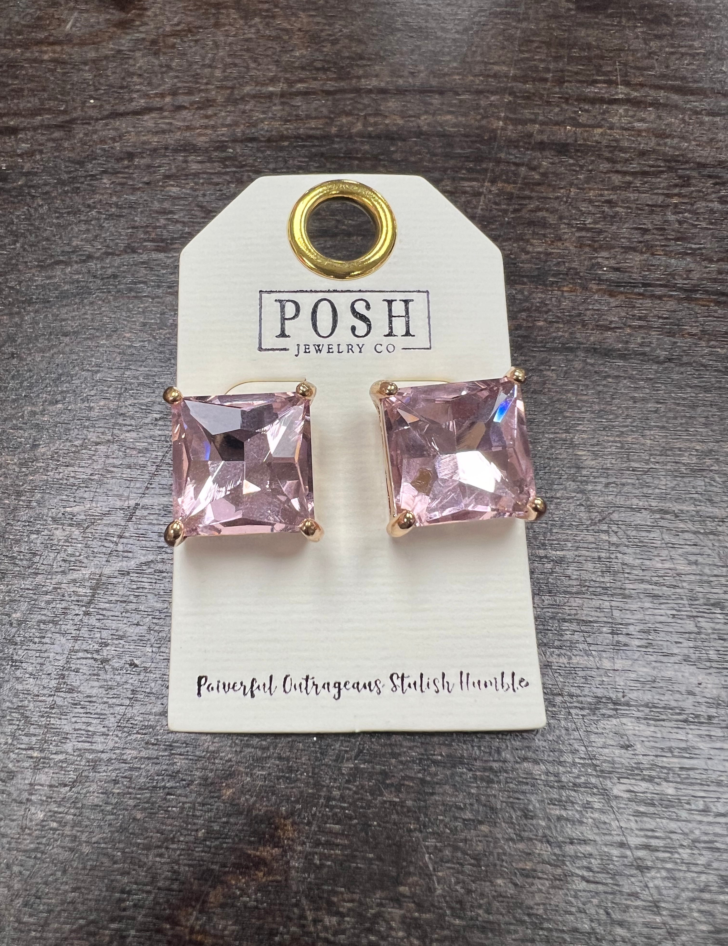 Blush Pink Stone Studs on Simply Obsessed