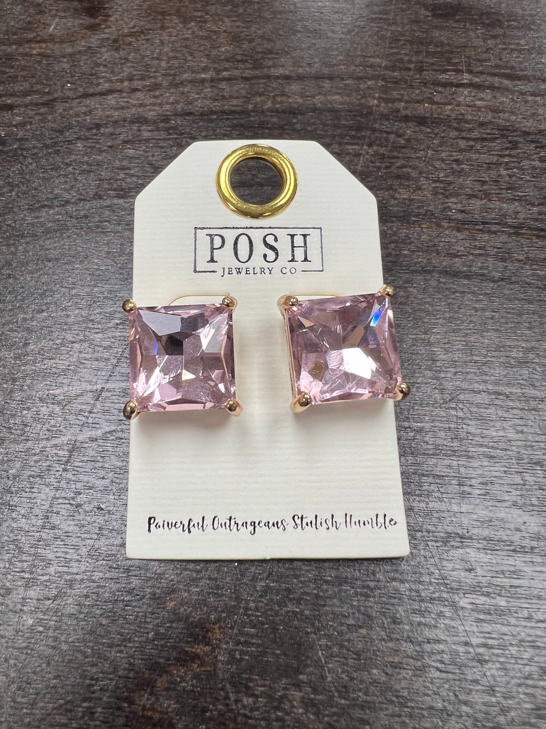 Blush Pink Stone Studs on Simply Obsessed