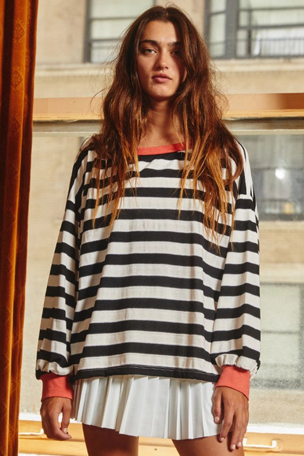 BUCKETLIST Striped Sweatshirt on Simply Obsessed
