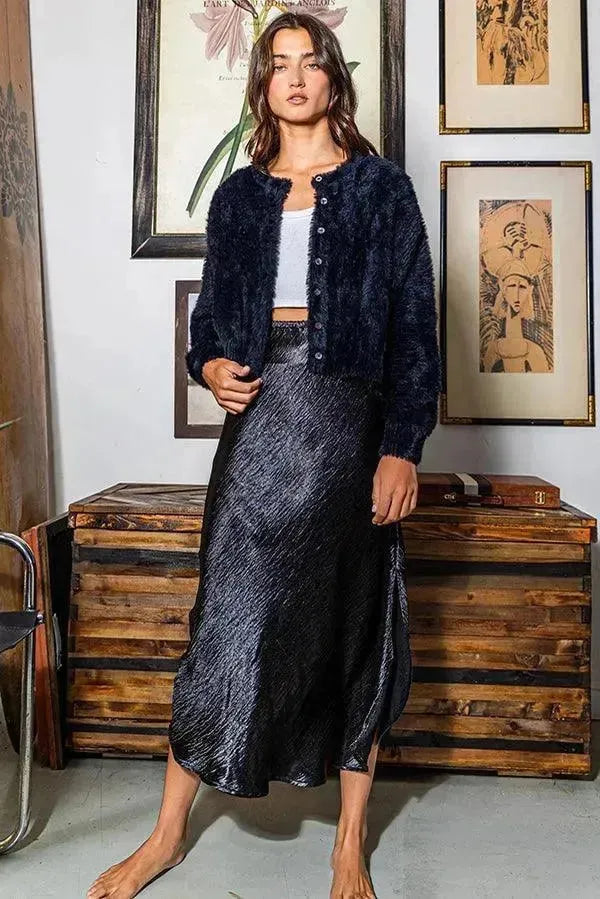 BUCKETLIST Satin Bias Midi Skirt on Simply Obsessed