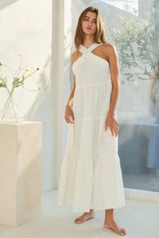 BUCKETLIST Solid Tiered Midi Dress - IVORY on Simply Obsessed