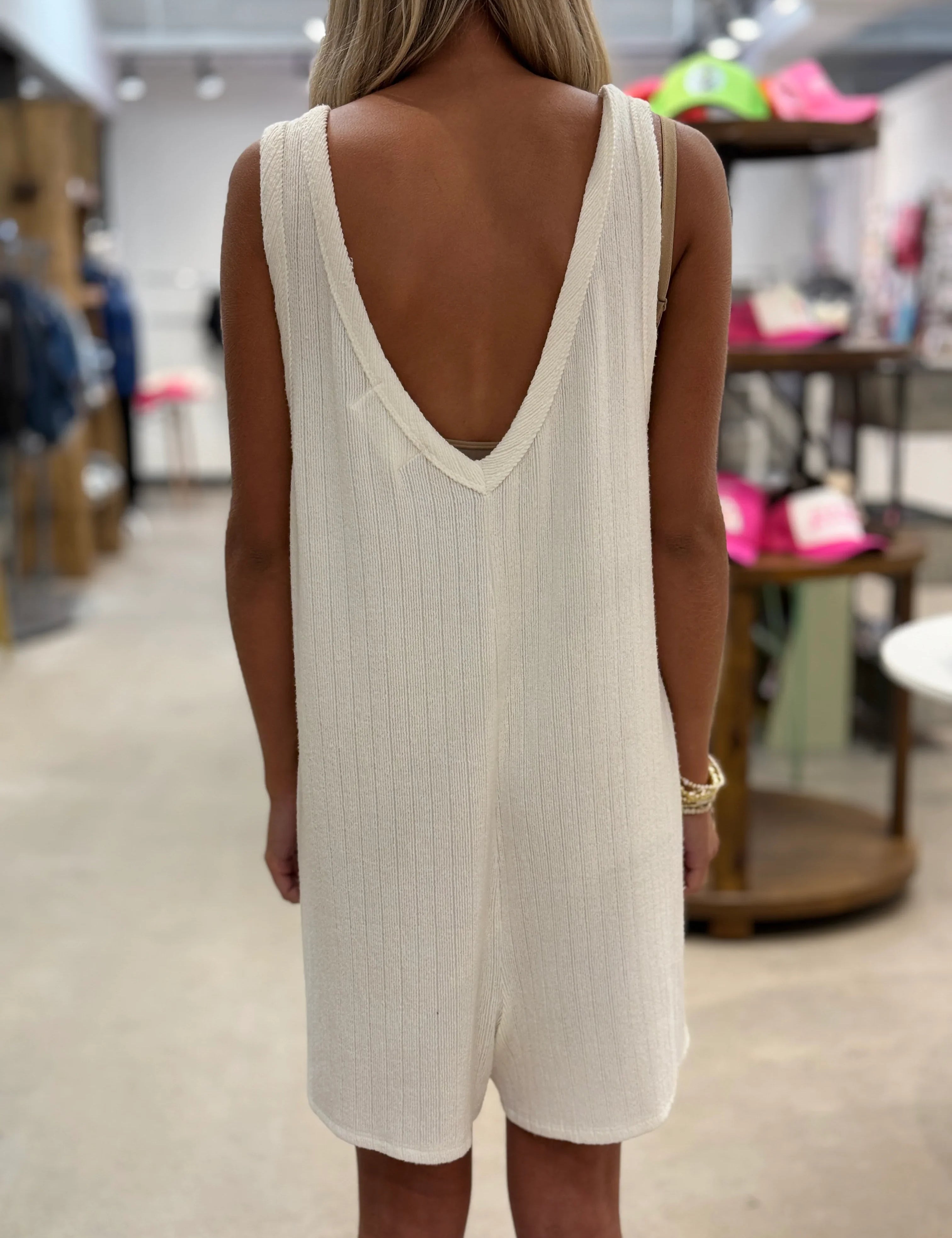 BUCKETLIST V-Neck Tank Jumpsuit - WHITE on Simply Obsessed