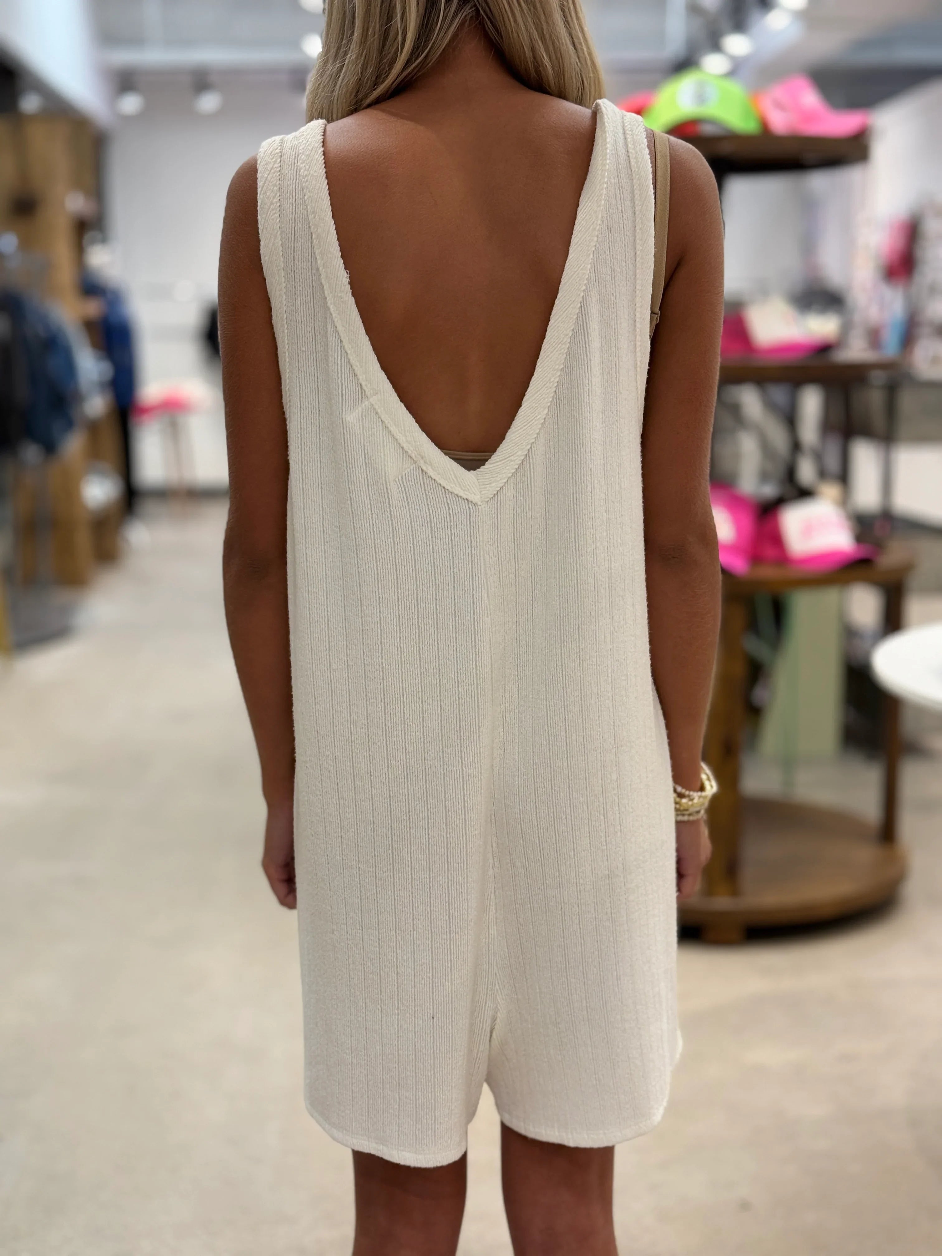 BUCKETLIST V-Neck Tank Jumpsuit - WHITE on Simply Obsessed
