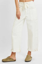RISEN Full Size High Rise Crop Wide Barrel Cargo Pocket Jeans Plus Size on Simply Obsessed
