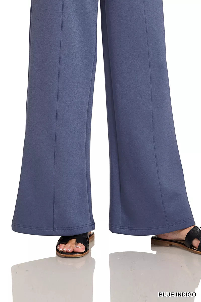 ZENANA Scuba Collared Pullover & Center Seam Pants Set on Simply Obsessed