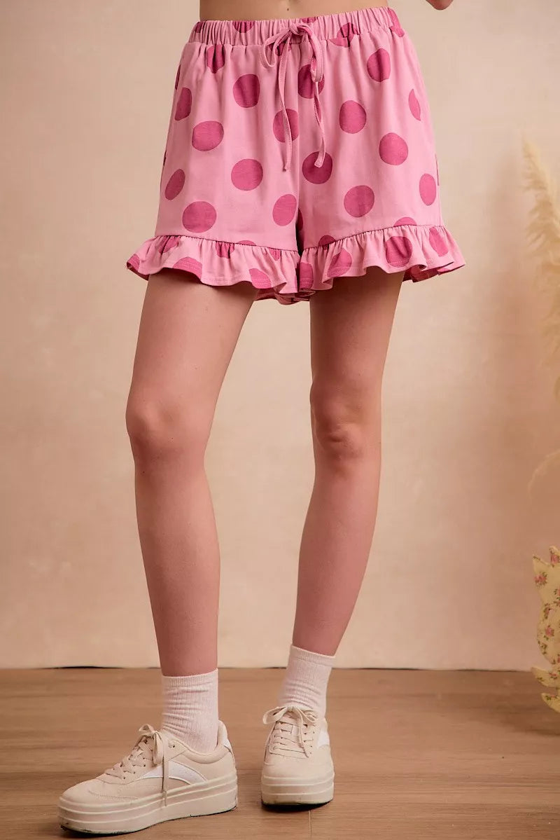 BIBI Polka Dots Printed Ruffled Detail Top And Shorts Set **DOORBUSTER** on Simply Obsessed