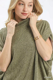 UMGEE Textured Mock Neck Relaxed Top on Simply Obsessed