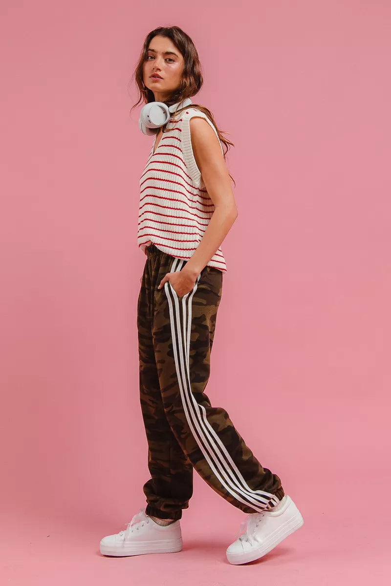 BIBI Side Lines Camouflage Track Pants on Simply Obsessed