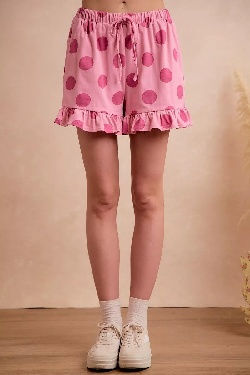 BIBI Polka Dots Printed Ruffled Detail Top And Shorts Set **DOORBUSTER** on Simply Obsessed