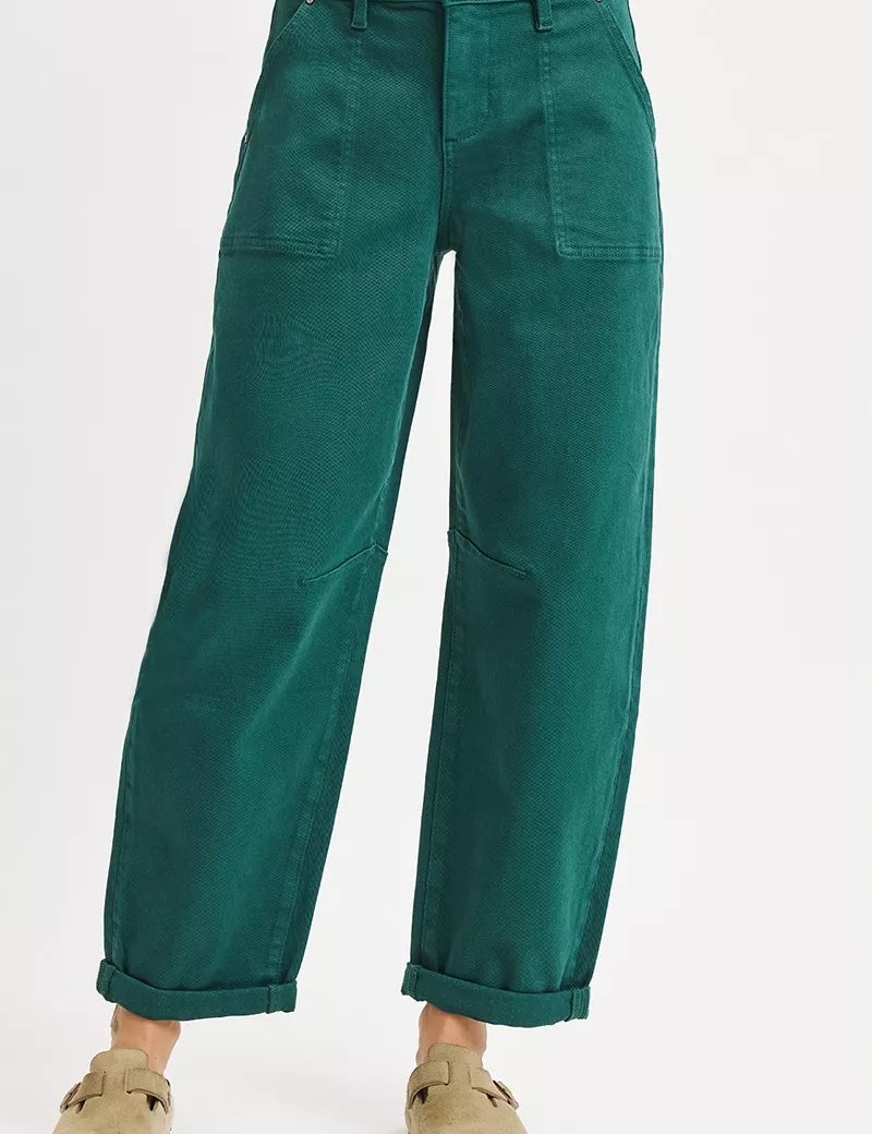 RISEN High Rise Ankle Cuffed Barrel Pants on Simply Obsessed