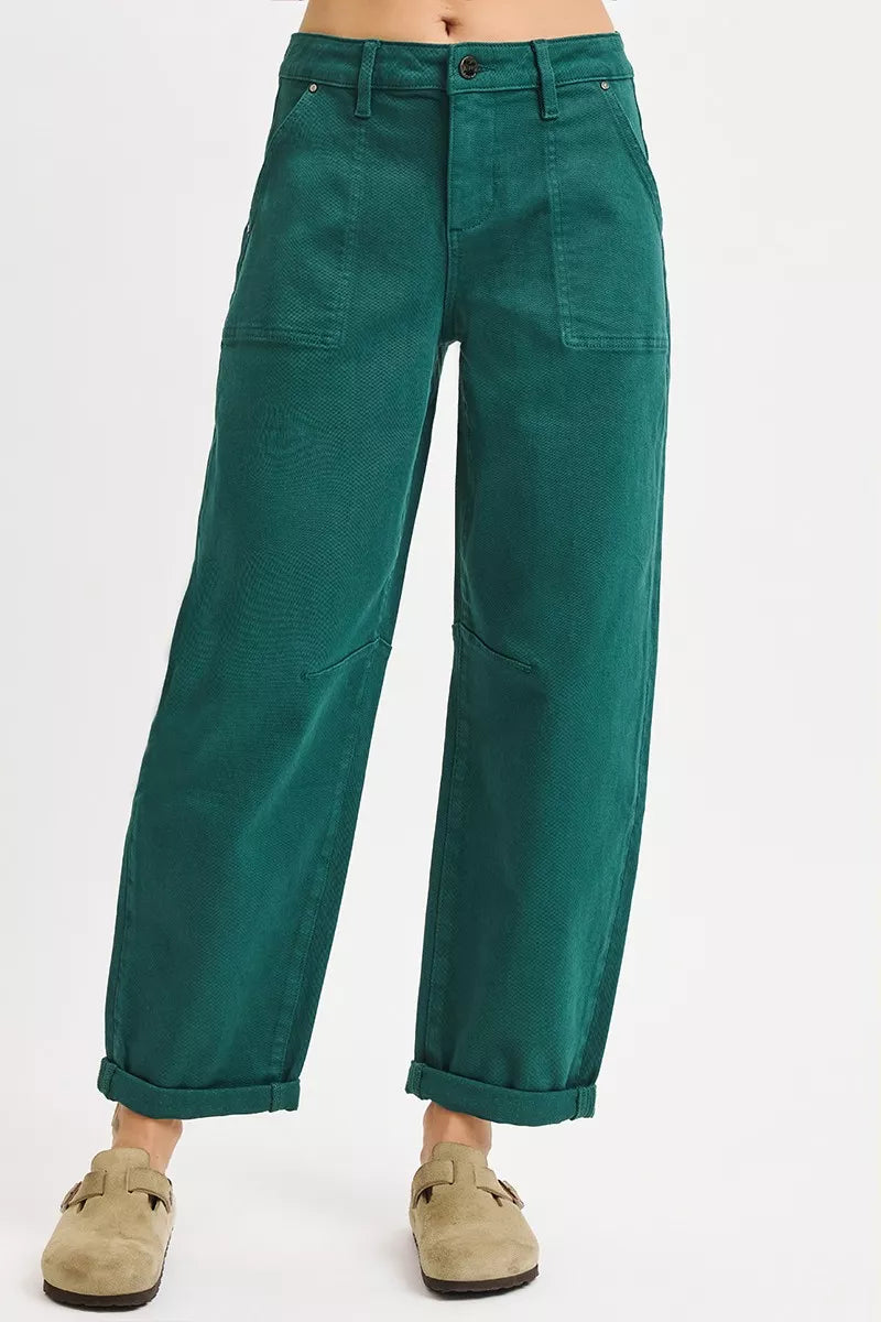 RISEN High Rise Ankle Cuffed Barrel Pants on Simply Obsessed