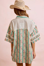 BIBI Eyelet Lace And Floral Mix And Match Shirt Top on Simply Obsessed