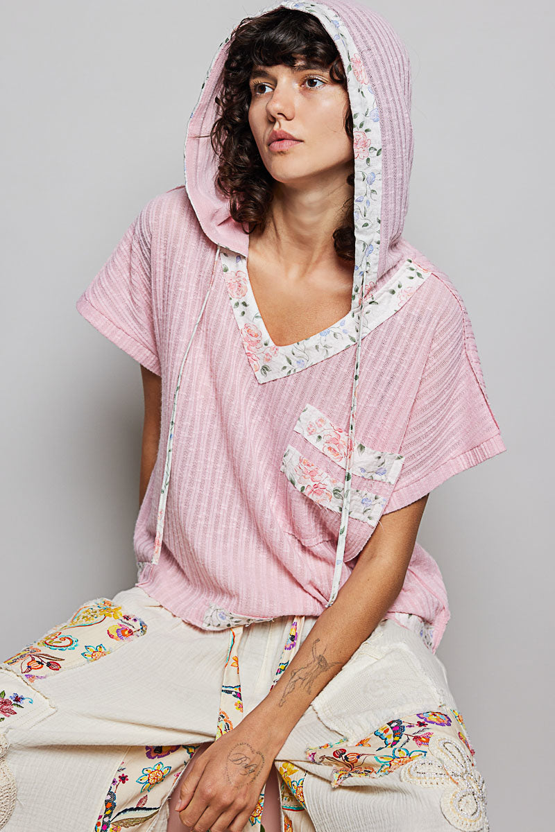 POL Short Sleeve Hooded Top with Back-Open Detail. **SALE** on Simply Obsessed