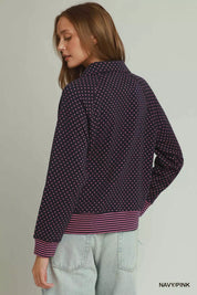 UMGEE Polka Dot Half Zip Sweatshirt on Simply Obsessed