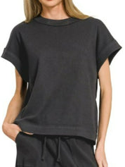 Zenana Ribbed Short Sleeve Tee and Pants Set on Simply Obsessed