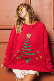BiBi Sequin Star Tinsel Christmas Sweater on Simply Obsessed