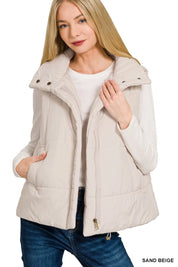 Zenana High Neck Zip-Up Vest Coat on Simply Obsessed