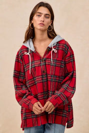 BIBI Brushed Plaid Hooded Jacket on Simply Obsessed