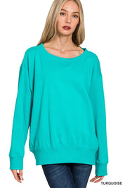 Zenana Fleece Boat Neck Sweatshirt on Simply Obsessed