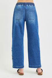 RISEN Elastic Band Slouchy Cropped Barrel with Star Patch on Simply Obsessed