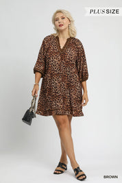 UMGEE Full Size Leopard Print Mini Dress with Contrast Trim Plus Size on Simply Obsessed