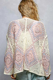 POL Open Front Crochet Cardigan with Granny Square Pattern on Simply Obsessed