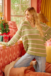 BIBI Striped Long Sleeve Sweater on Simply Obsessed