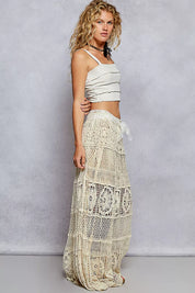 POL Crochet Floral Flared Skirt with Elastic Waist Band on Simply Obsessed