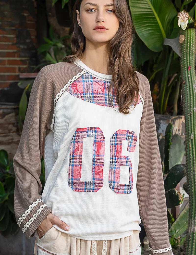 POL Plaid Number 06 Raglan Sleeve T-Shirt on Simply Obsessed