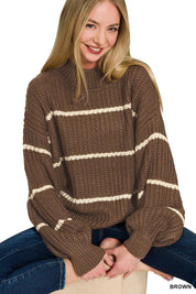 ZENANA Oversize Striped Sweater on Simply Obsessed