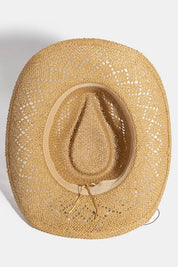 LA FINDS Turquoise and Shell Star Beads Strap Western Straw Hat on Simply Obsessed