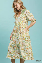 Umgee Print Tiered Midi Dress on Simply Obsessed