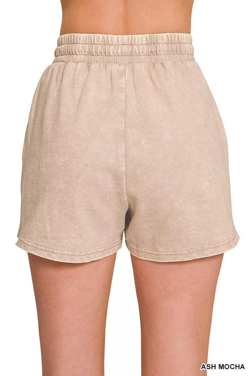 ZENANA French Terry Acid Washed Relaxed Top & Short Set on Simply Obsessed