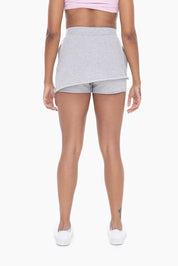 MONO B DOORBUSTER Asymmetrical Raw Hem Skort-HEATHER GREY on Simply Obsessed