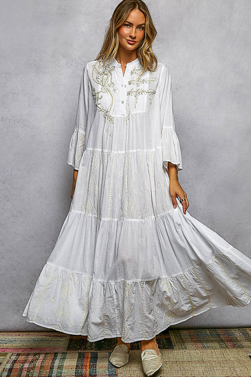 POL Embroidered Floral Tiered Maxi Dress **DOORBUSTER** on Simply Obsessed